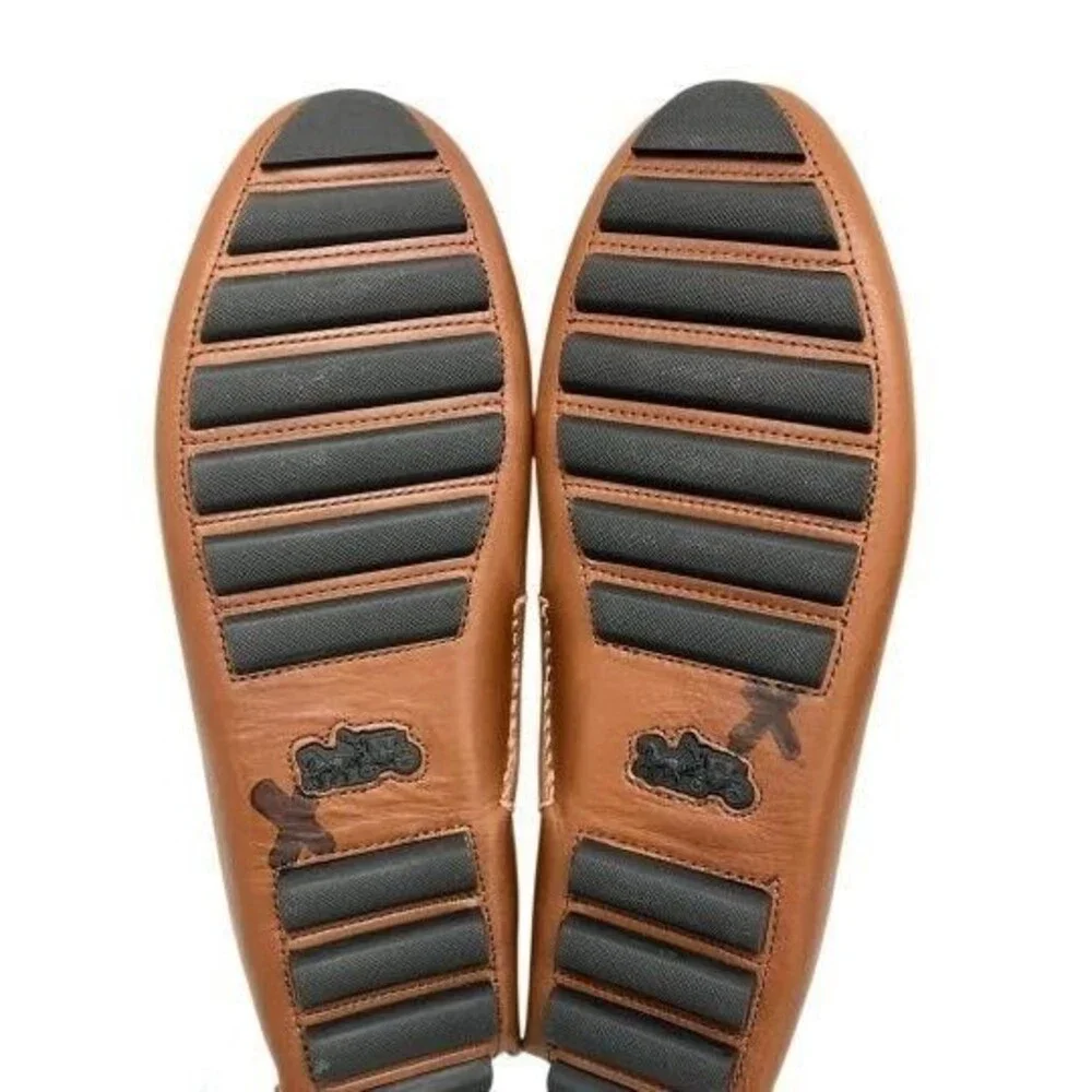 COACH CROSBY TURNLOCK MENS BROWN LEATHER DRIVER LOAFER SHOES NIB SIZE 8D
